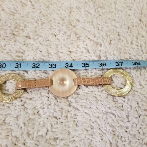 Vintage Stretch Belt Leather Shell Gold size L - Picture 4 of 9